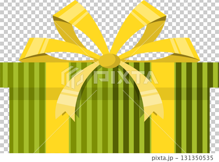A vibrantly wrapped gift box with a big, beautiful yellow bow, perfect for any celebration. 131350535
