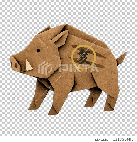 Zodiac sign boar (boar) 3D origami illustration Zodiac sign boar (boar) 3D origami illustration 131350690