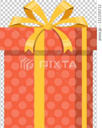 A vibrant red gift box adorned with polka dots and a golden ribbon for a special occasion. A vibrant red gift box adorned with polka dots and a golden ribbon for a special occasion. 131350712