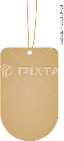 Blank tag with rounded corners and string, ready for price or message display in retail setting. Blank tag with rounded corners and string, ready for price or message display in retail setting. 131350753