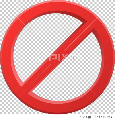 A universal symbol indicating prohibition or restriction, marked by a red circle and line. 131350763