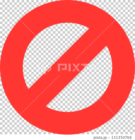 A bold red symbol of prohibition, a circle with a line through it, indicating 'not allowed'. 131350768