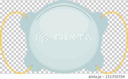 Simple blue medical face mask with yellow ear loops. Protective equipment for healthcare. Simple blue medical face mask with yellow ear loops. Protective equipment for healthcare. 131350784