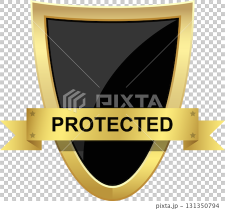 Gold-trimmed emblem with glossy sheen, displaying the word "PROTECTED" on a banner across it. Gold-trimmed emblem with glossy sheen, displaying the word "PROTECTED" on a banner across it. 131350794
