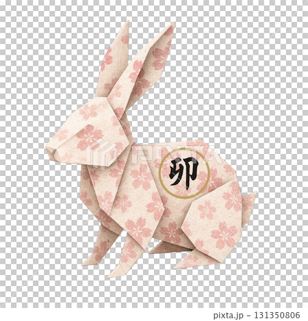 Zodiac Rabbit 3D Origami Illustration 131350806