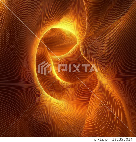 Flowing air like currents represented in glowing lines create tranquil atmosphere, evoking sense of calm and serenity in this abstract composition 131351014