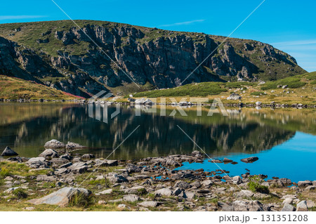 Mountain view of the Rila Mountains in Bulgaria. Seven Rila Lake hike. Eco trails. Connection with nature. Mountain view of the Rila Mountains in Bulgaria. Seven Rila Lake hike. Eco trails. Connection with nature. 131351208