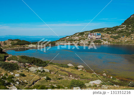 Mountain view of the Rila Mountains in Bulgaria. Seven Rila Lake hike. Eco trails. Connection with nature. Mountain view of the Rila Mountains in Bulgaria. Seven Rila Lake hike. Eco trails. Connection with nature. 131351216