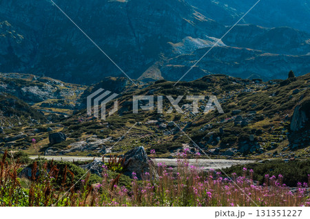 Mountain view of the Rila Mountains in Bulgaria. Seven Rila Lake hike. Eco trails. Connection with nature. 131351227