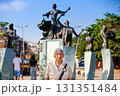 Senior woman traveling at the Ronda del Sinu linear park of Monteria in the department of Cordoba, Colombia. 131351484