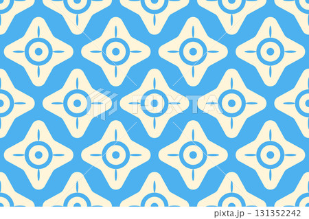 Vector Retro seamless abstract geometric floral pattern. Vintage geometric pattern of abstract flowers in 60s style. 131352242