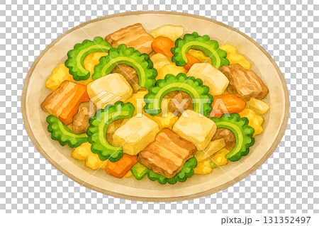 Goya Chanpuru（沖繩，水彩風格，透明背景） 131352497