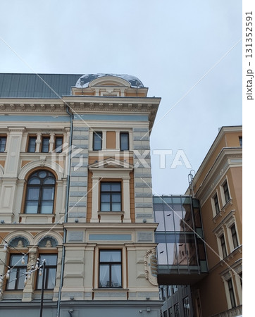 Scenic winter street with historic facades in Riga. Scenic winter street with historic facades in Riga. 131352591