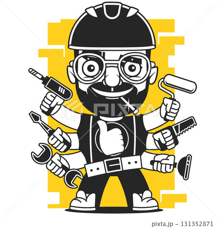 Hammer and Nail Flat Icon. Flat Design Illustration 131352871
