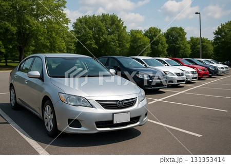 Cars Parked in a Row for Automotive and Urban Photography Cars Parked in a Row for Automotive and Urban Photography 131353414
