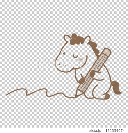 Illustration of a horse writing with a pencil 131354074