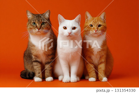 正面を見つめる可愛い子猫トリオ 131354330