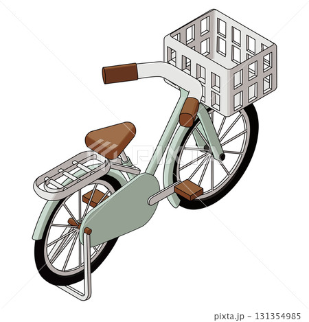 アイソメトリックな自転車のベクターイラスト。右面法、主線のある素材。 131354985