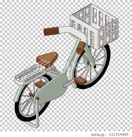 Isometric bicycle vector illustration. Right-hand view, with main lines. 131354985