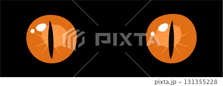 Orange glowing eyes dark background fantasy magic cartoon animal reptile feline mammal monster demon dragon 131355228