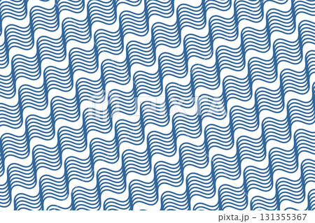 Diagonal waves background. Repeated blue curvy lines. Water print. Ocean, sea, lake or river pattern. Aqua texture. Maritime ornament. Swimming pool or aquarium liquid. Vector flat illustration 131355367