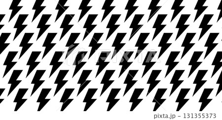 Repeated zigzag shapes pattern. Black thunderbolt signs isolated on white background. Flash lights or electricity, energy or danger, power or blitz cartoon symbols. Vector graphic illustration 131355373