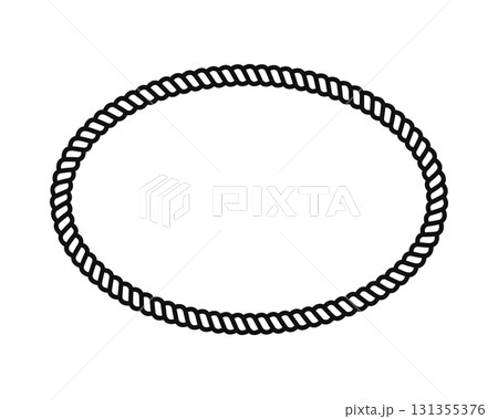 Oval rope frame. Elliptic shape with cord, twine or cable braid texture isolated on white background. Vignette for picture or photo in nautical style. Vector graphic illustration Oval rope frame. Elliptic shape with cord, twine or cable braid texture isolated on white background. Vignette for picture or photo in nautical style. Vector graphic illustration 131355376