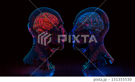 The Bust and Brain for sci or Technology concept 3d Rendering. The Bust and Brain for sci or Technology concept 3d Rendering. 131355530