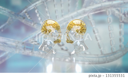 The Bust and Brain for sci or Technology concept 3d Rendering. The Bust and Brain for sci or Technology concept 3d Rendering. 131355531