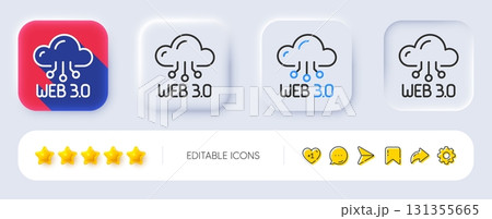 Web3 line icon. Neumorphic, Flat shadow, 3d buttons. Web 3.0 internet technology sign. Decentralized system symbol. Line web3 icon. Social media icons. Vector 131355665