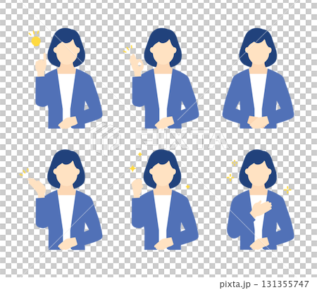 微笑的女性商務人士簡單插畫素材集 131355747