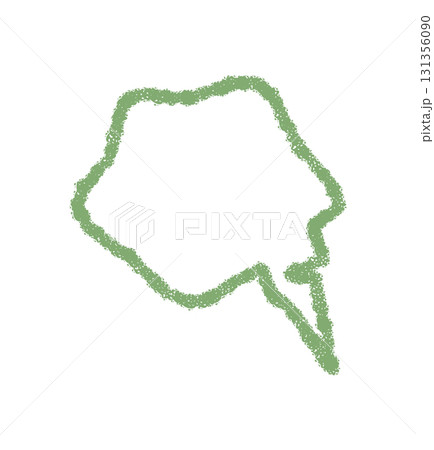 Wavy green crayon speech bubble outline with round shape. Chat message element in a playful graphic style, with hand drawn outline for text and modern conversation illustration. 131356090