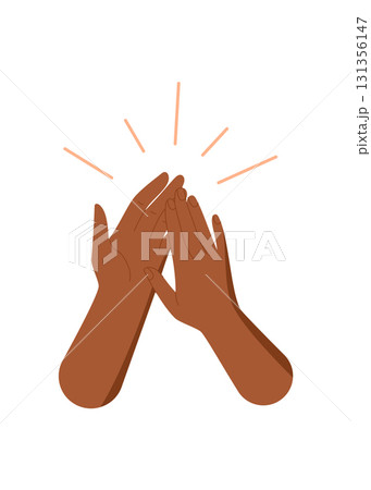Flat style highfive teamwork symbol. Hands raised to express solidarity, unity, and support. A gesture of people working together with shared purpose and joy. Flat style highfive teamwork symbol. Hands raised to express solidarity, unity, and support. A gesture of people working together with shared purpose and joy. 131356147