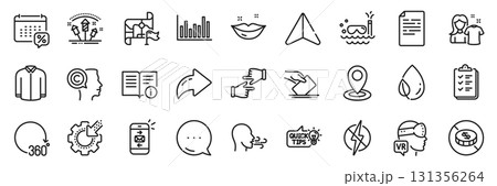 Breathing exercise, Antistatic and Leaf dew line icons pack. Share, Message, Paper plane icons. No cash, Voting ballot, Clean shirt web icon. Vector 131356264