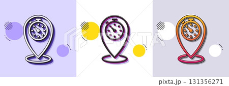 Timer line icon. Halftone dotted pattern. Gradient icon with grain shadow. Time sign. Location pointer symbol. Line timer icon. Various designs. Vector Timer line icon. Halftone dotted pattern. Gradient icon with grain shadow. Time sign. Location pointer symbol. Line timer icon. Various designs. Vector 131356271