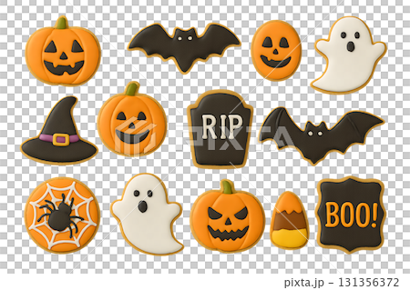 Cute Halloween icing cookie set 131356372