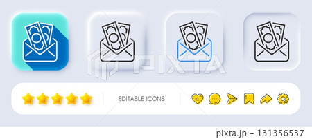 Bribe line icon. Neumorphic, Flat shadow, 3d buttons. Money fraud crime sign. Cash envelope symbol. Line bribe icon. Social media icons. Vector Bribe line icon. Neumorphic, Flat shadow, 3d buttons. Money fraud crime sign. Cash envelope symbol. Line bribe icon. Social media icons. Vector 131356537