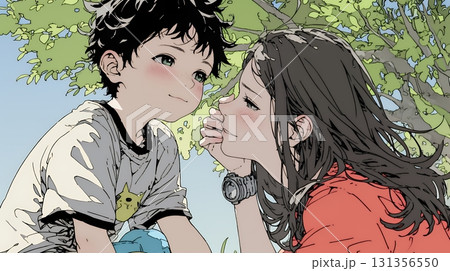 幼い我が子の悩みの相談にのっている母親