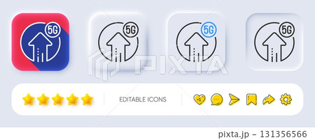 5g upload speed line icon. Neumorphic, Flat shadow, 3d buttons. Wireless technology sign. Mobile wifi internet symbol. Line 5g upload icon. Social media icons. Vector 5g upload speed line icon. Neumorphic, Flat shadow, 3d buttons. Wireless technology sign. Mobile wifi internet symbol. Line 5g upload icon. Social media icons. Vector 131356566