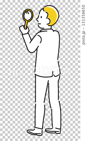 A classic illustration of a man in a suit with a magnifying glass 131356650
