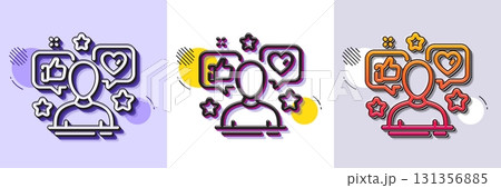 Influence line icon. Halftone dotted pattern. Gradient icon with grain shadow. Social media blogger sign. Influencer headshot symbol. Line influence icon. Various designs. Vector 131356885