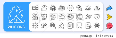 Patient, International globe and Medical analytics line icons. Interest rate, AI generate, Inflation icons. Pack of Mental conundrum, Sunscreen, Stress protection icon. Vector 131356943