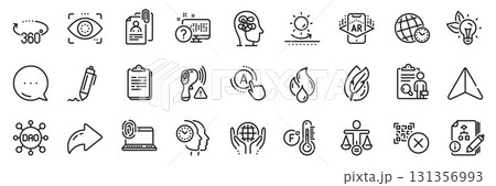 Dao, Qr code and Electronic thermometer line icons pack. Share, Message, Paper plane icons. Computer fingerprint, Signature, Sun protection web icon. Vector 131356993