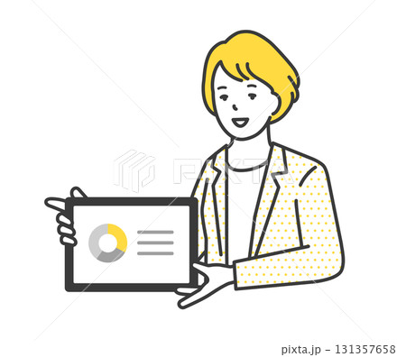 タブレットで説明をする女性コンサルタントのイラスト素材 タブレットで説明をする女性コンサルタントのイラスト素材 131357658