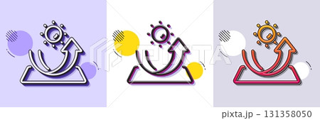 Sun protection line icon. Halftone dotted pattern. Gradient icon with grain shadow. Uv protect sign. Sunscreen effect symbol. Line sun protection icon. Various designs. Vector 131358050
