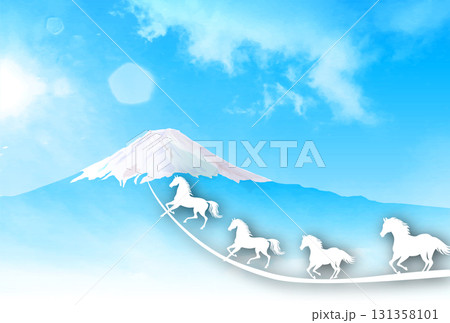 午　年賀状　干支　背景 131358101