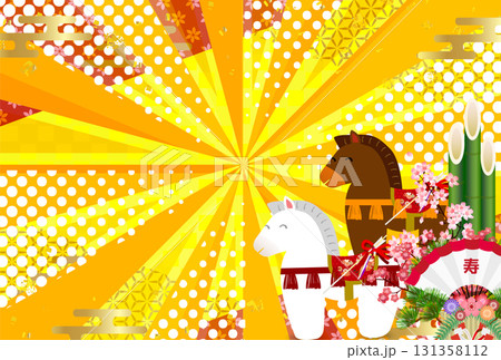 午　年賀状　干支　背景 131358112