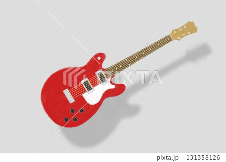 赤いエレキギター、ピックガード白、影あり 赤いエレキギター、ピックガード白、影あり 131358126