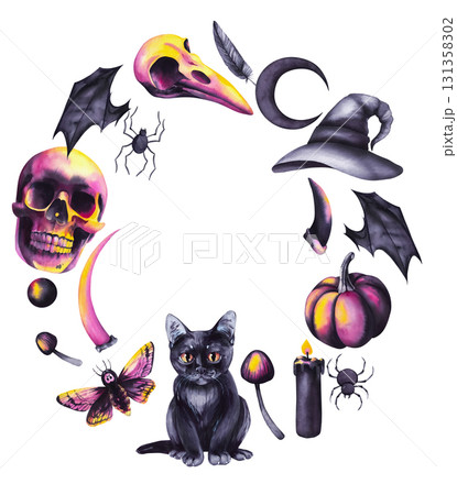 Halloween hand-drawn watercolor illustration 131358302