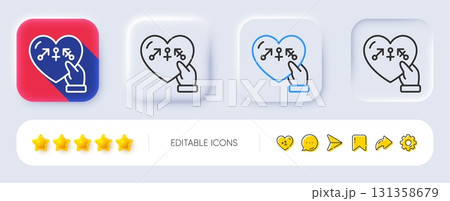 Genders line icon. Neumorphic, Flat shadow, 3d buttons. Inclusion sign. Gender diversity symbol. Line genders icon. Social media icons. Vector Genders line icon. Neumorphic, Flat shadow, 3d buttons. Inclusion sign. Gender diversity symbol. Line genders icon. Social media icons. Vector 131358679